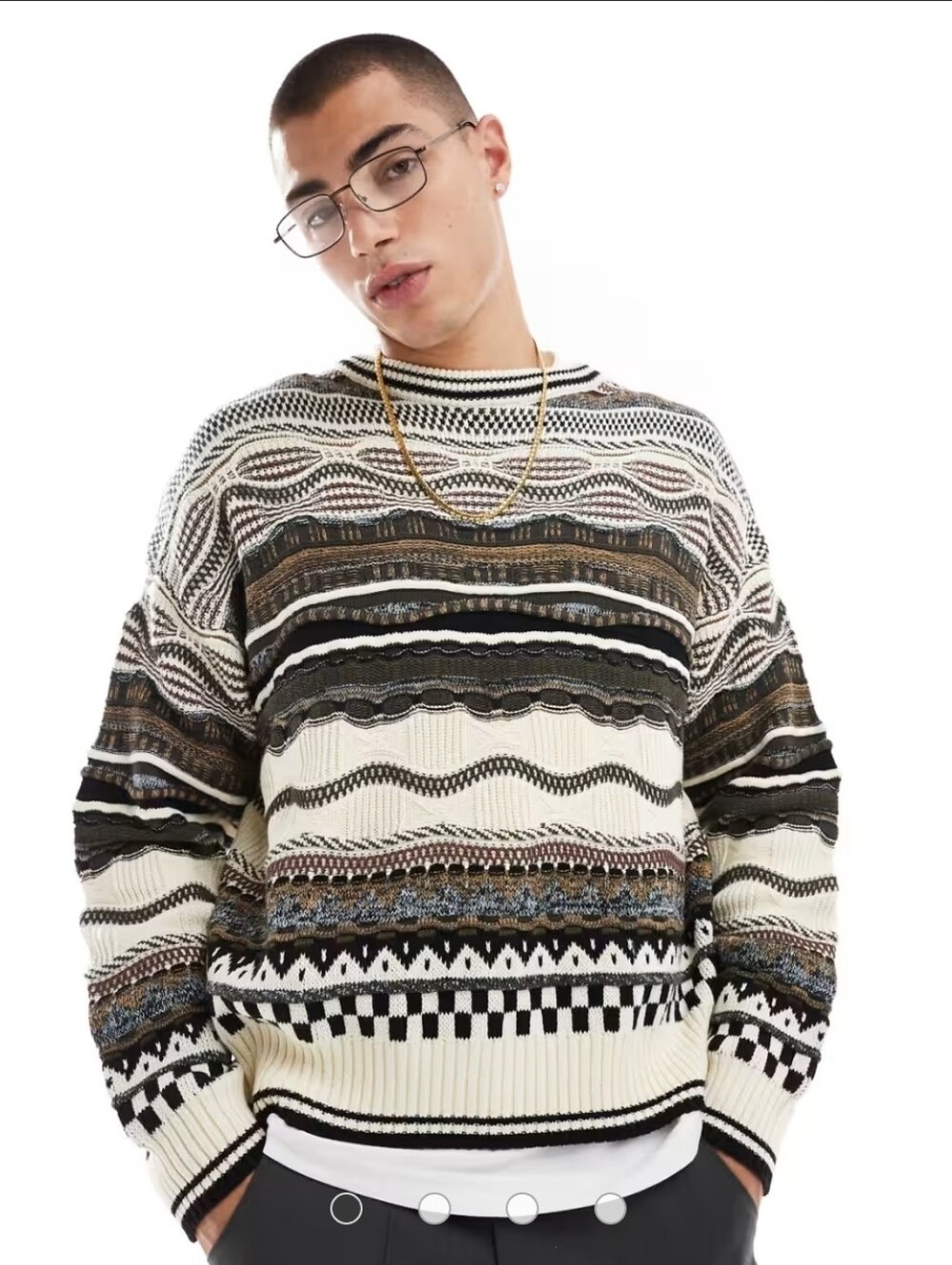 Cotton On Mens Vintage Mix Garage Crew Knit Sweater Size Medium NWT Coogi 90s 3D